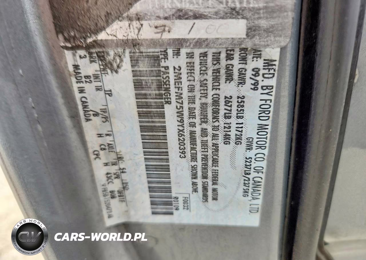 2000 Mercury Grand Marquis Ls VIN:2MEFM75W9YX620393 - 12