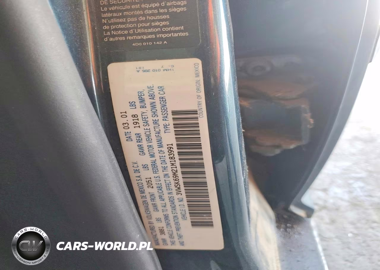 2001 Volkswagen Jetta Gls VIN:3VWSK69M21M183991 - 12
