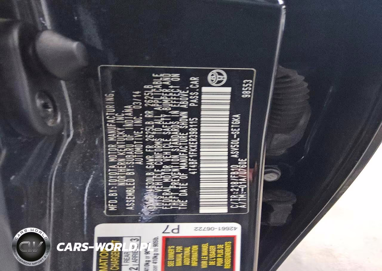 2014 Toyota Camry Xle VIN:4T4BF1FKXER398115 - 12