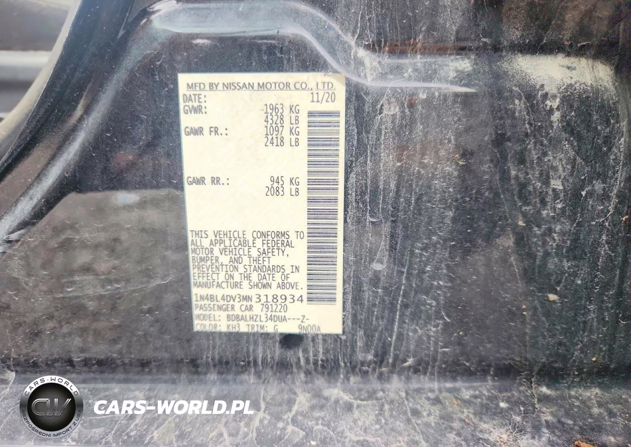 2021 Nissan Altima Sv VIN:1N4BL4DV3MN318934 - 12