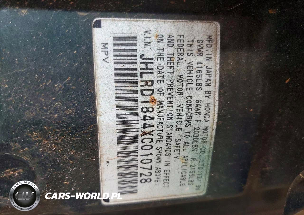 1999 Honda Cr-V Lx VIN:JHLRD1844XC010728 - 13