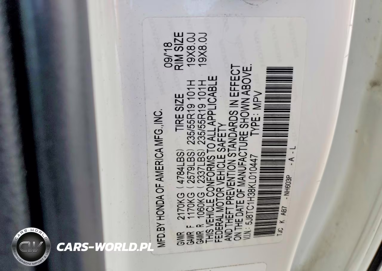 2019 Acura Rdx VIN:5J8TC1H38KL010447 - 13