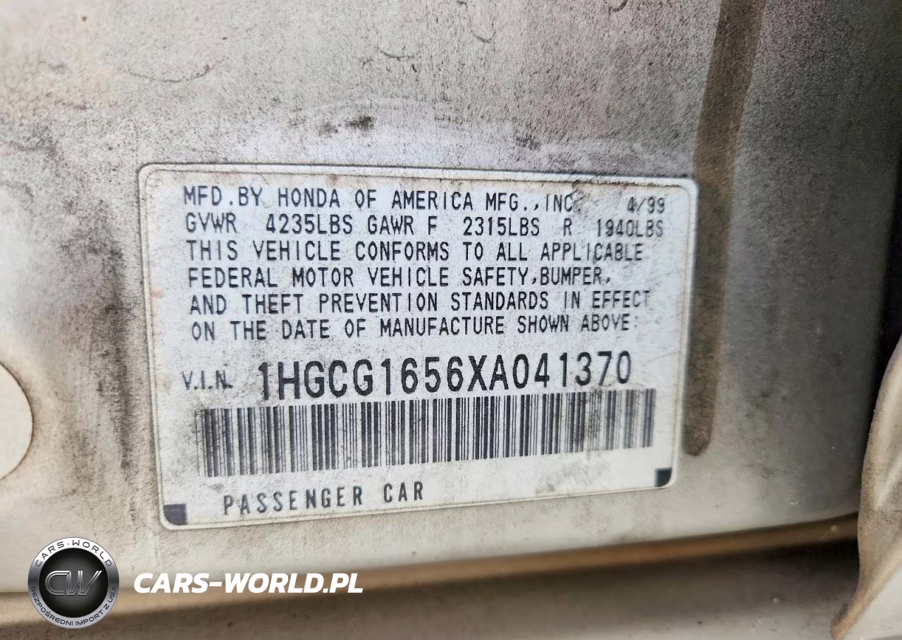 1999 Honda Accord Ex VIN:1HGCG1656XA041370 - 12