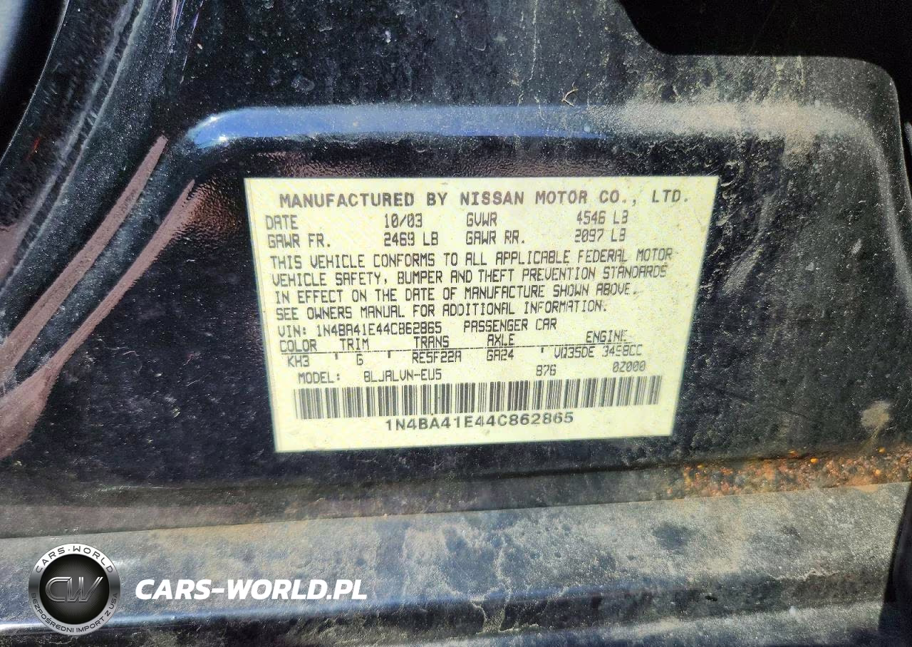 2004 Nissan Maxima 3.5 Se VIN:1N4BA41E44C862865 - 12
