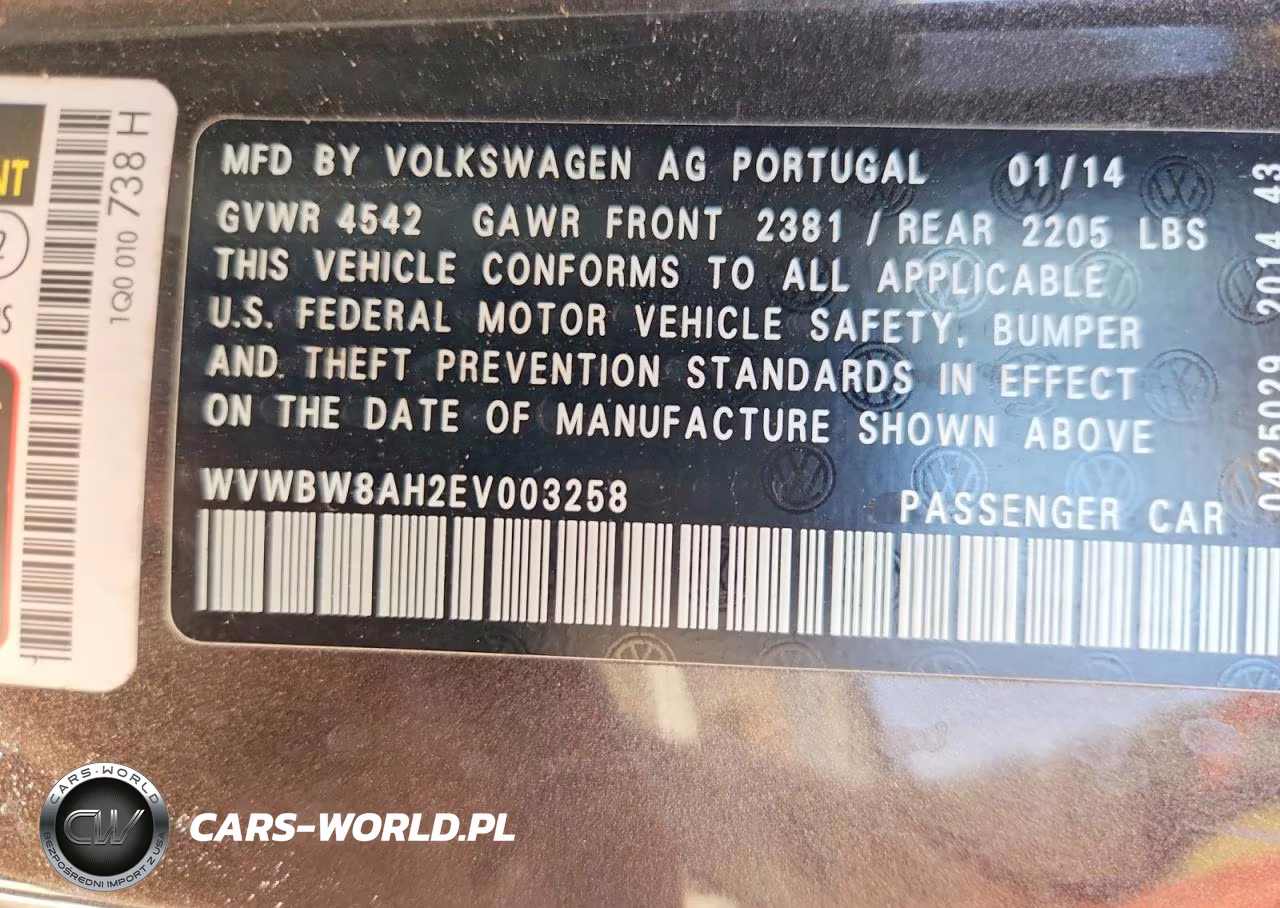 2014 Volkswagen Eos Komfort VIN:WVWBW8AH2EV003258 - 12