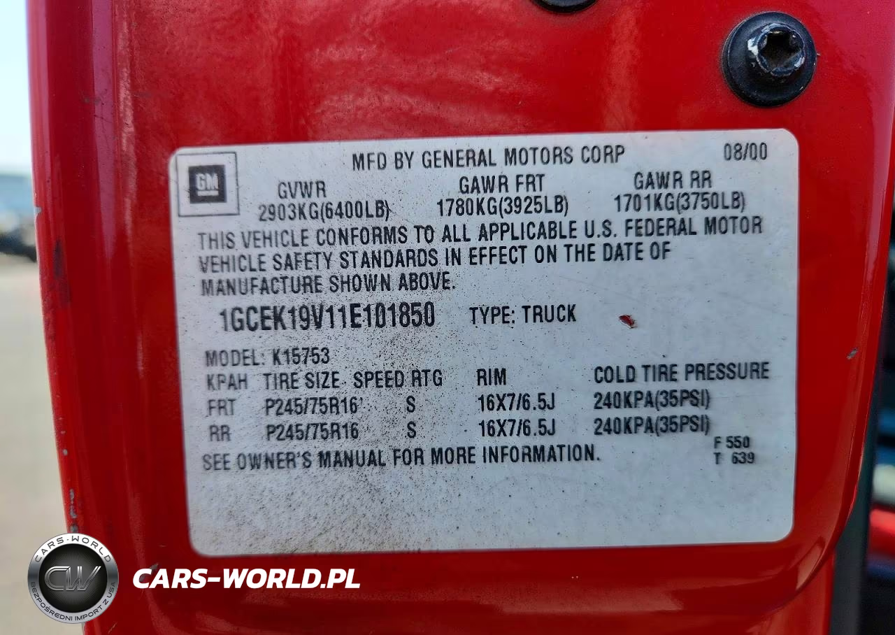 2001 Chevrolet Silverado K1500 VIN:1GCEK19V11E101850 - 12