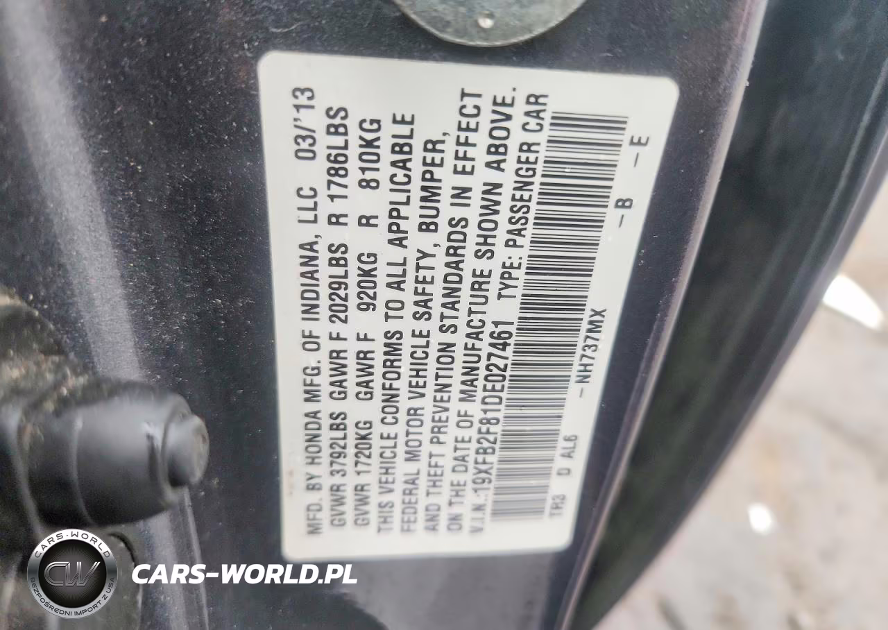 2013 Honda Civic Ex VIN:19XFB2F81DE027461 - 13