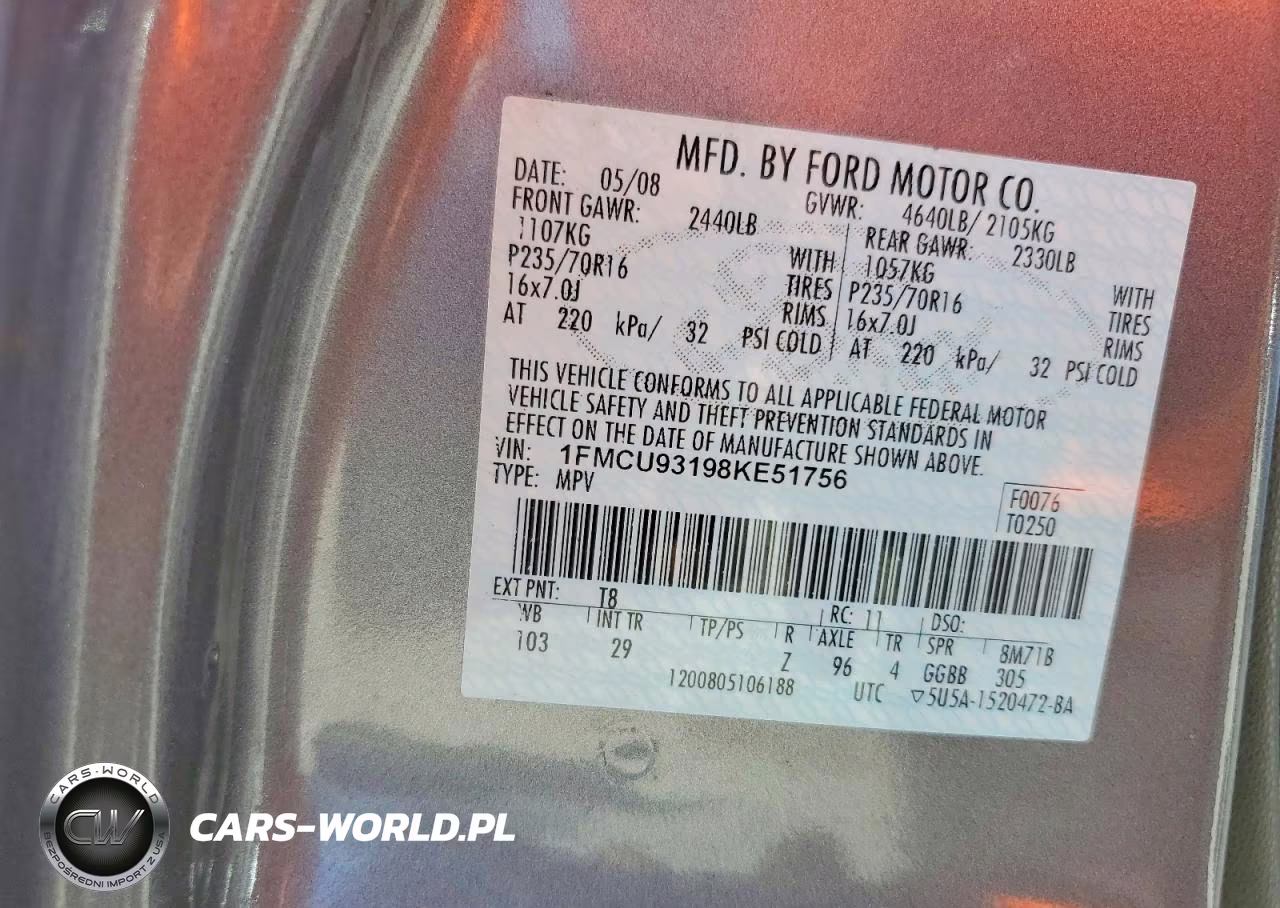 2008 Ford Escape Xlt VIN:1FMCU93198KE51756 - 13