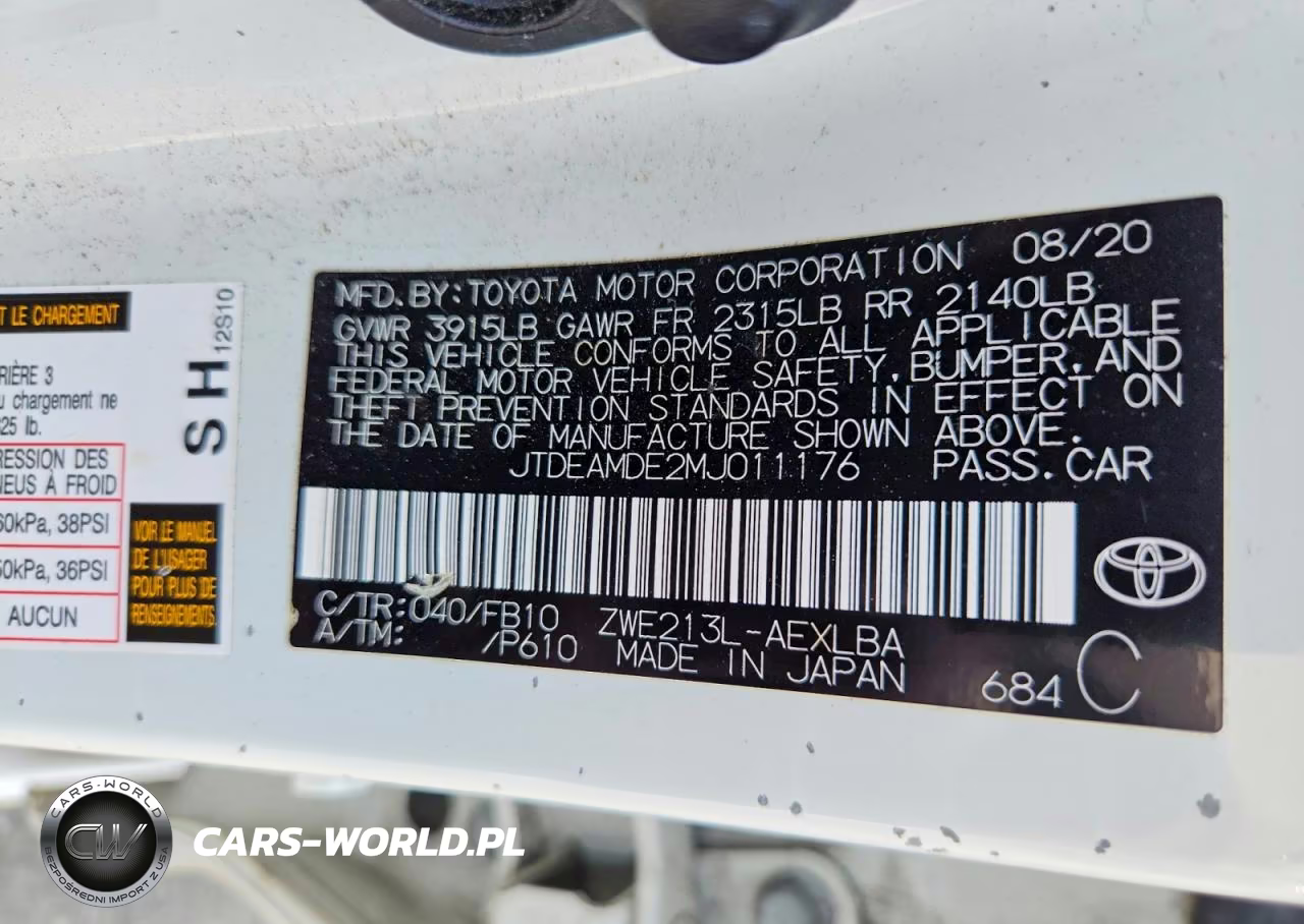 2021 Toyota Corolla Le VIN:JTDEAMDE2MJ011176 - 12