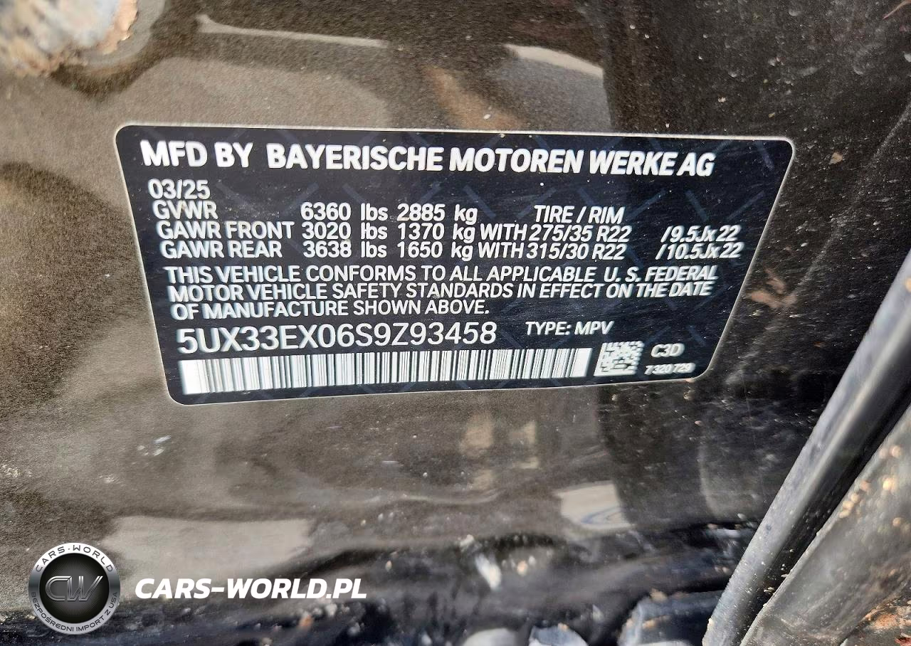 2025 BMW X6 xDrive40I VIN:5UX33EX06S9Z93458 - 12