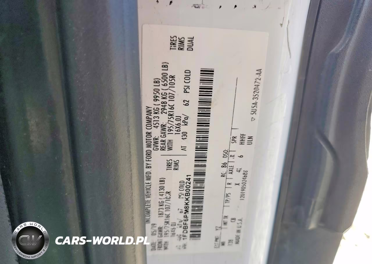 2019 Ford Transit T-350 Hd VIN:1FDBF6PM8KKB00241 - 12