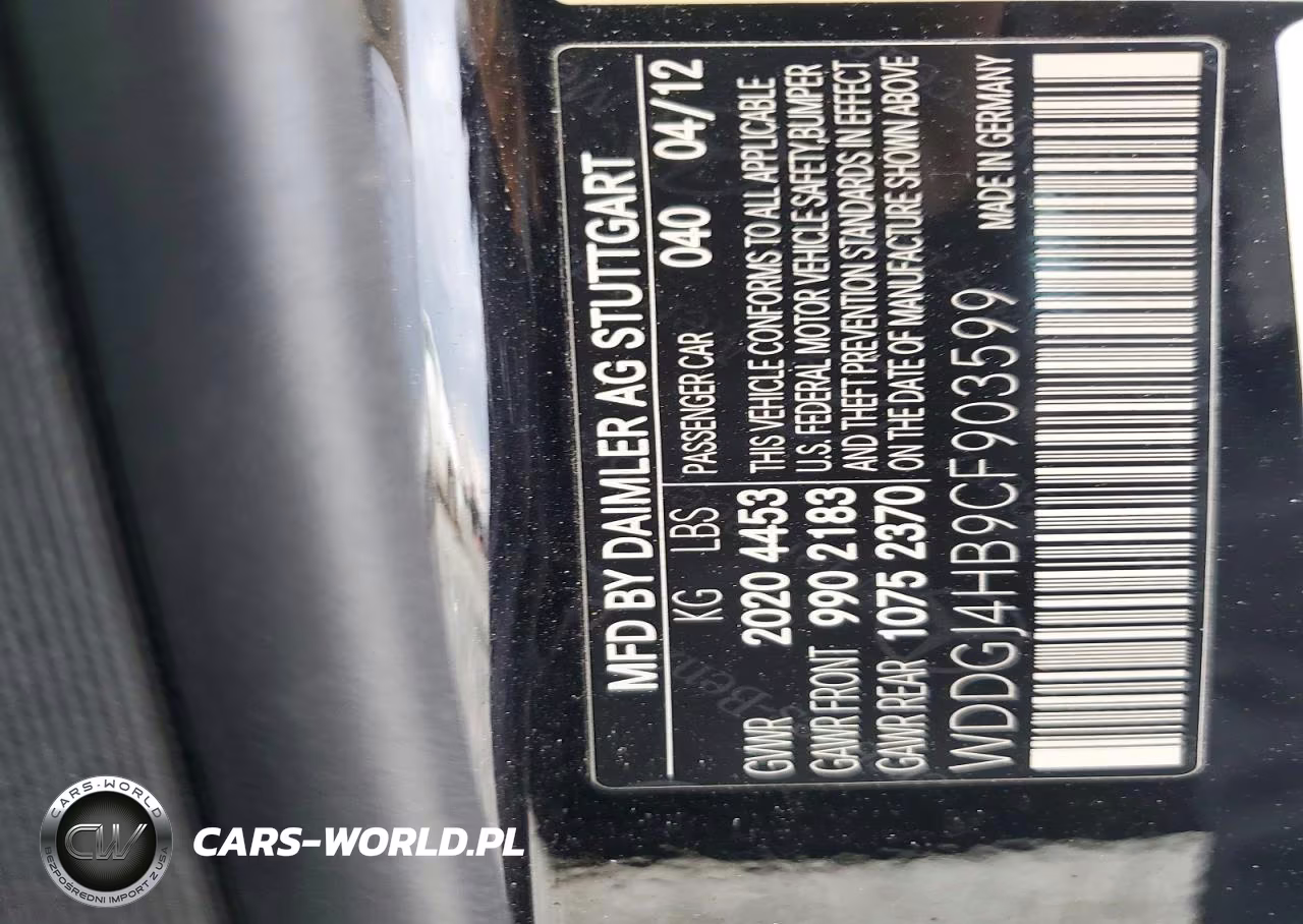 MERCEDES-BENZ C 250 VIN:WDDGJ4HB9CF903599 - 12