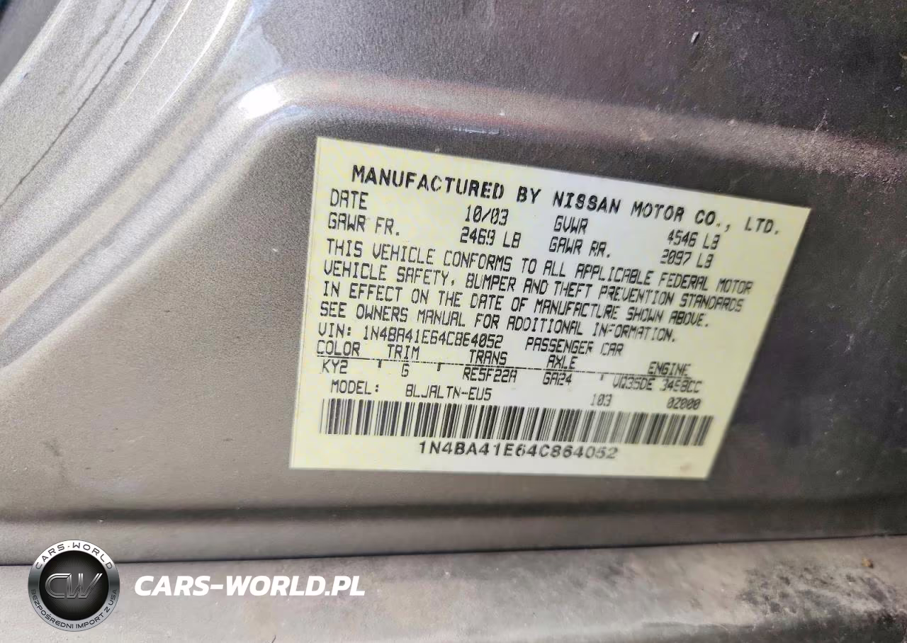 2004 Nissan Maxima 3.5 Se VIN:1N4BA41E64C864052 - 12