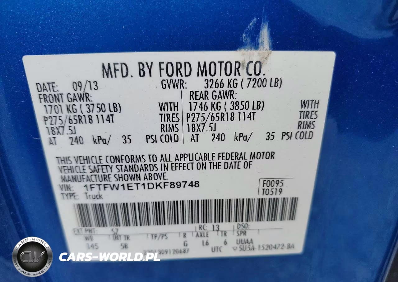 2013 Ford F150 Supercrew VIN:1FTFW1ET1DKF89748 - 12