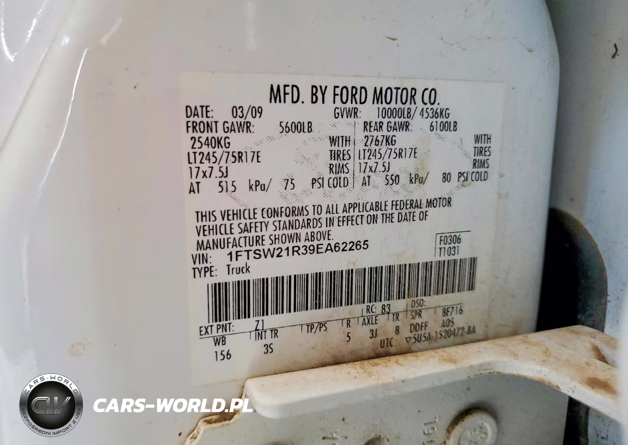 2009 Ford F250 Super Duty VIN:1FTSW21R39EA62265 - 12
