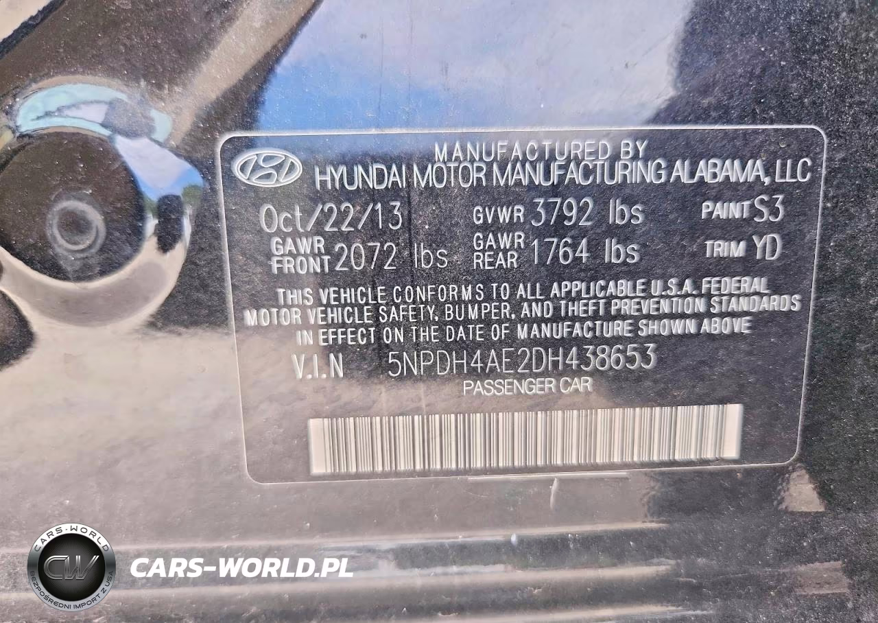 2013 Hyundai Elantra Limited VIN:5NPDH4AE2DH438653 - 12
