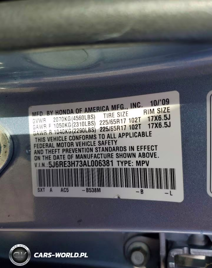 2010 Honda Cr-V Exl VIN:5J6RE3H73AL006381 - 13
