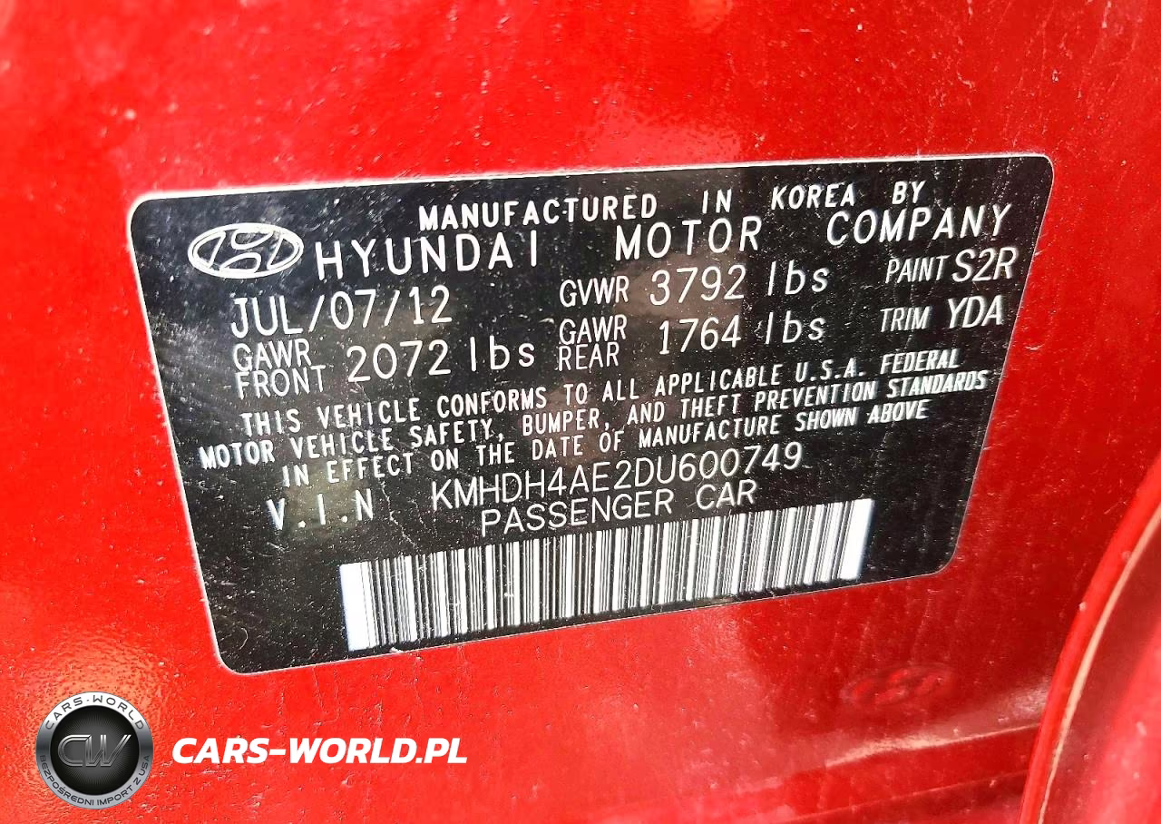 2013 Hyundai Elantra Gls VIN:KMHDH4AE2DU600749 - 12