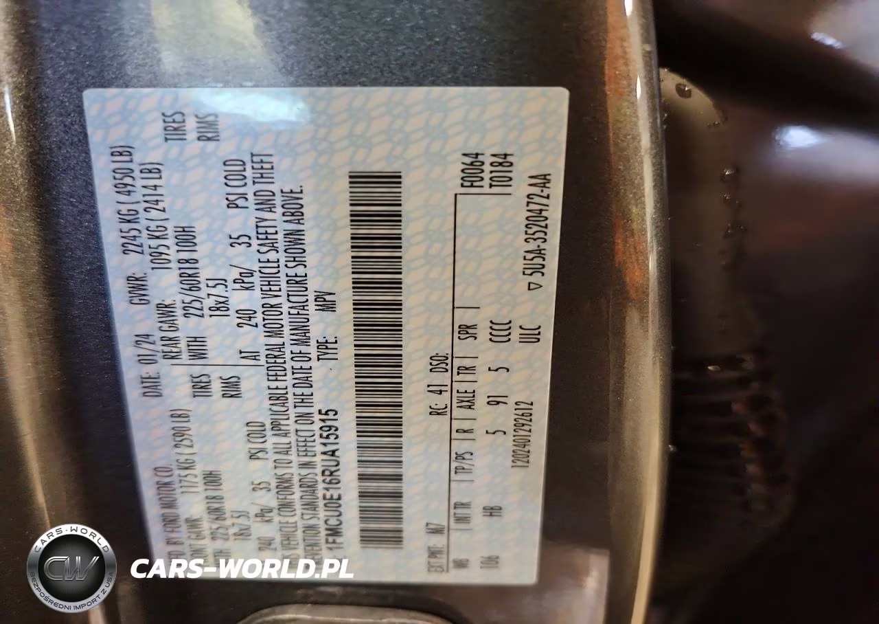 2024 Ford Escape VIN:1FMCU0E16RUA15915 - 14