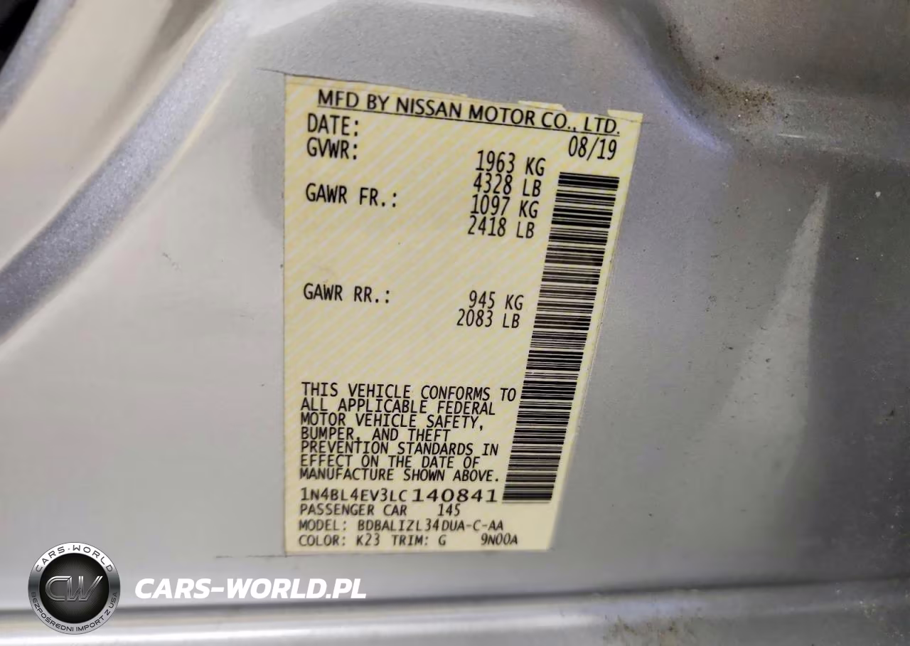 2020 Nissan Altima Sl VIN:1N4BL4EV3LC140841 - 13