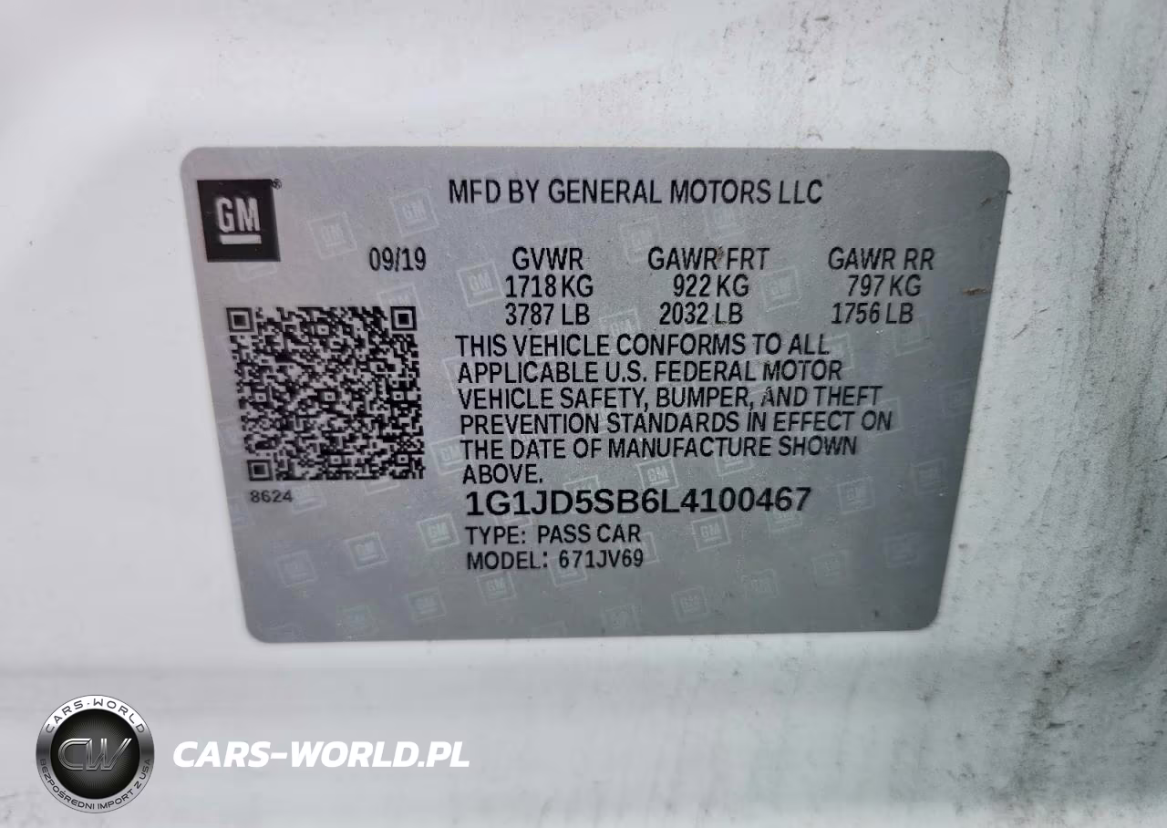 2020 Chevrolet Sonic Lt VIN:1G1JD5SB6L4100467 - 12