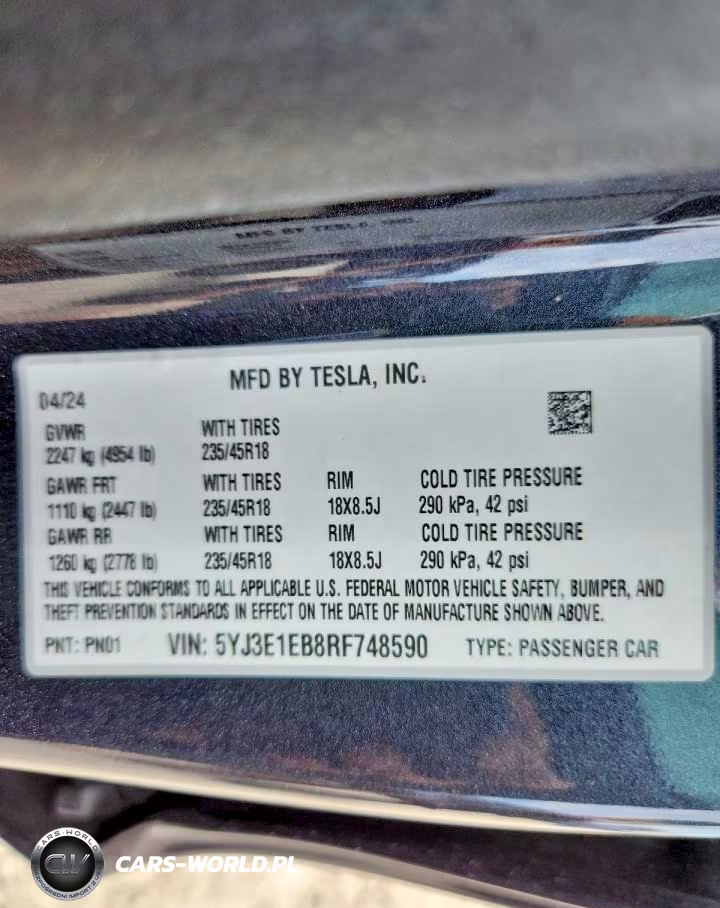 2024 Tesla Model 3 VIN:5YJ3E1EB8RF748590 - 12
