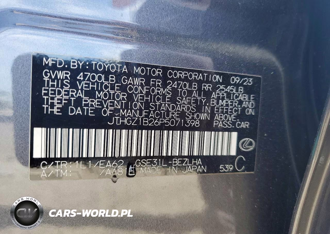 2023 Lexus Is 350 F Sport VIN:JTHGZ1B26P5071398 - 12