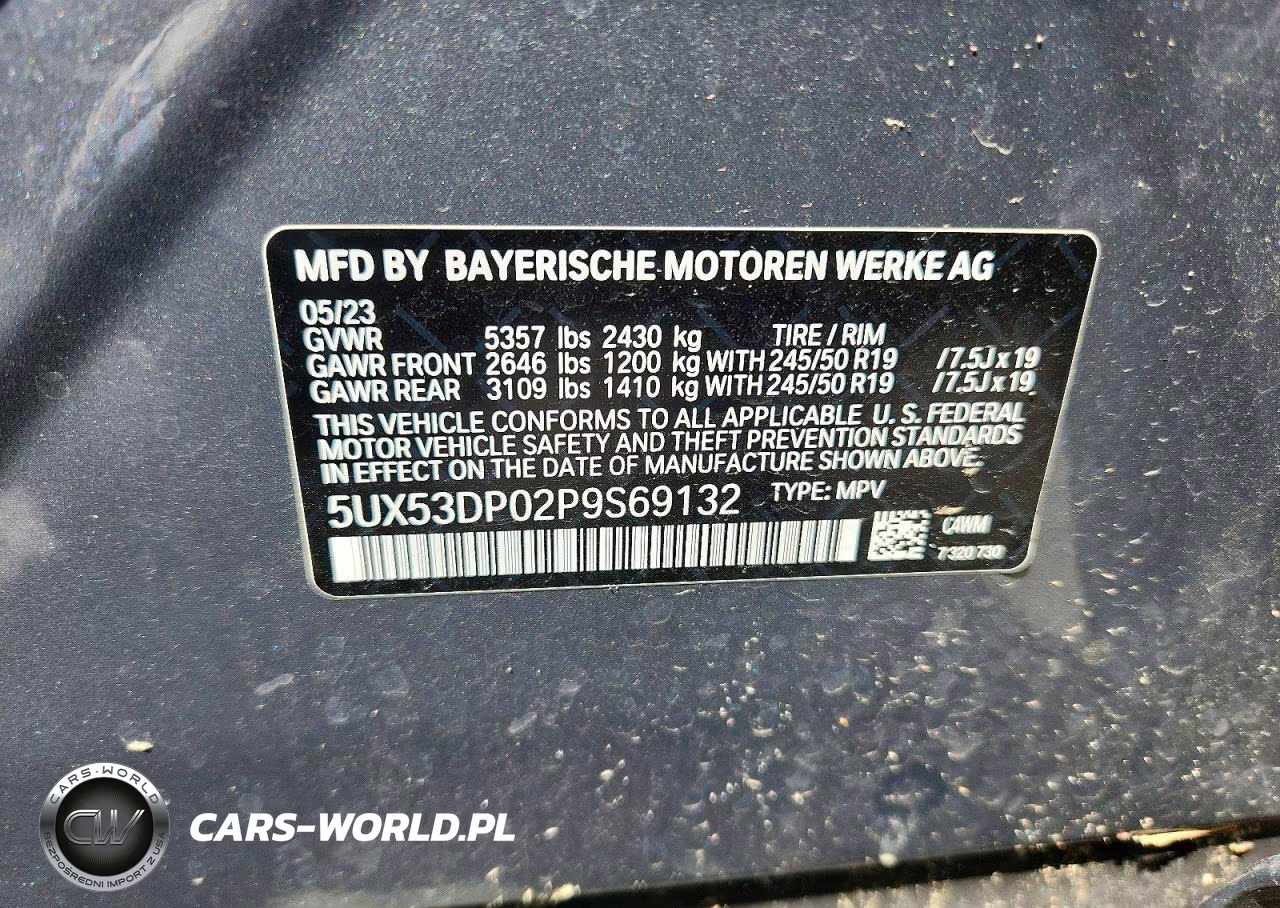 2023 BMW X3 xDrive30I VIN:5UX53DP02P9S69132 - 13