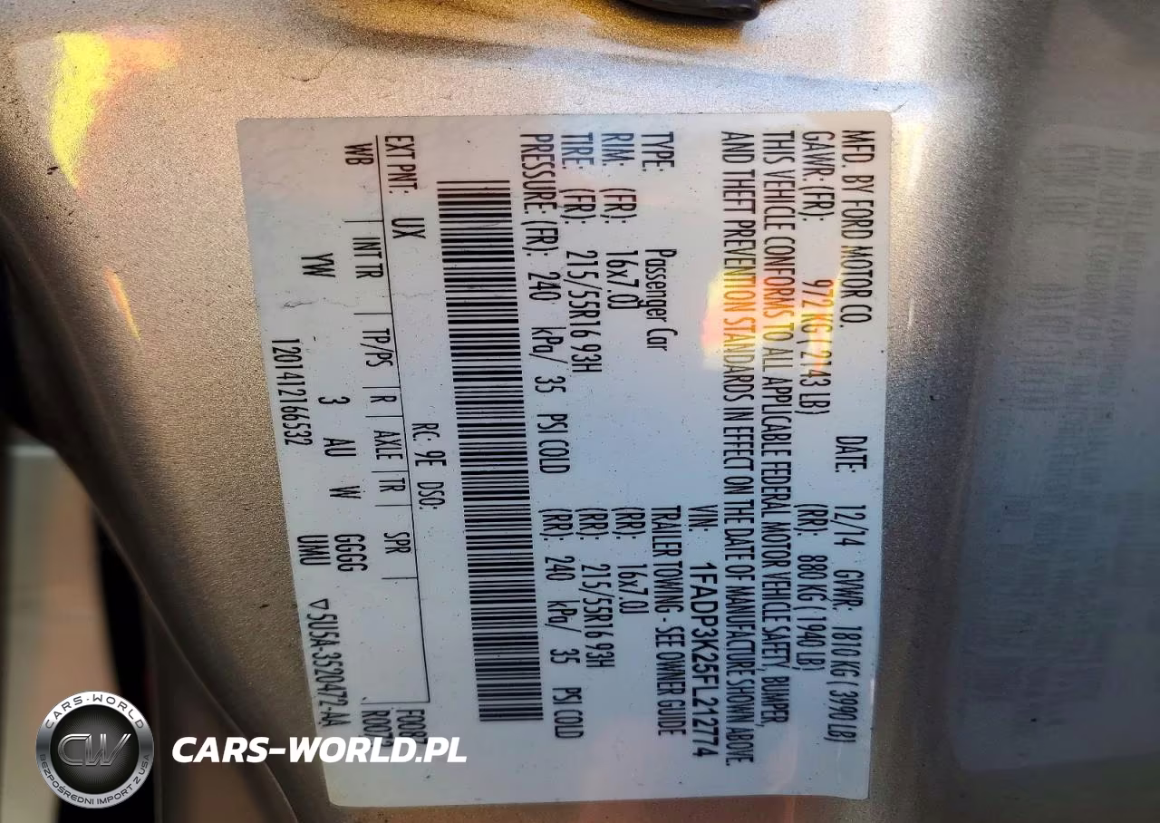 2015 Ford Focus Se VIN:1FADP3K25FL212774 - 12