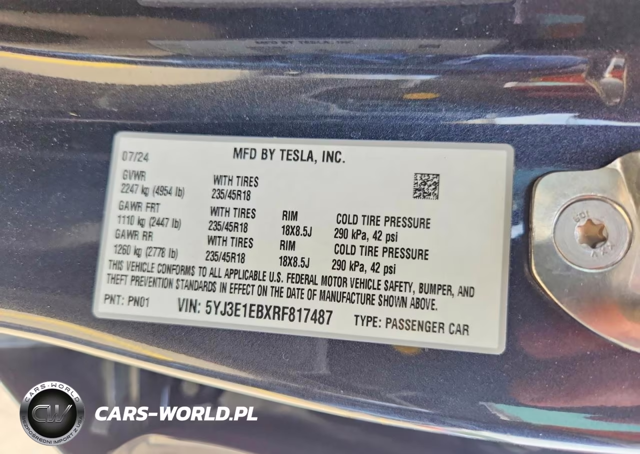 2024 Tesla Model 3 VIN:5YJ3E1EBXRF817487 - 12