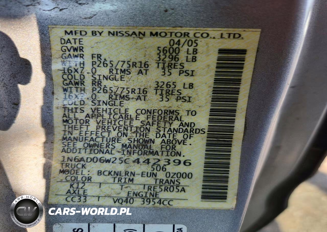 2005 Nissan Frontier Se VIN:1N6AD06W25C442396 - 12
