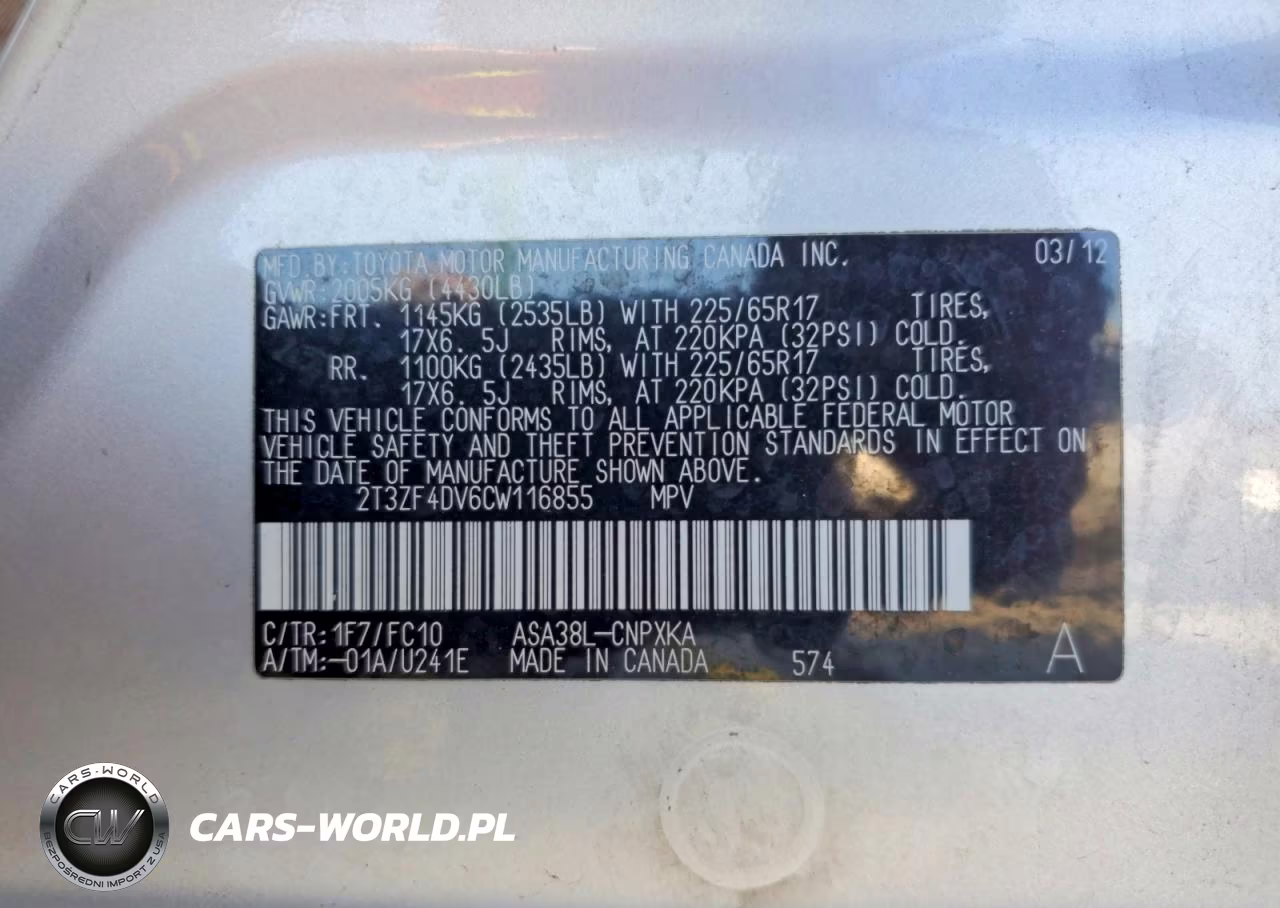 2012 Toyota Rav4 Base VIN:2T3ZF4DV6CW116855 - 13