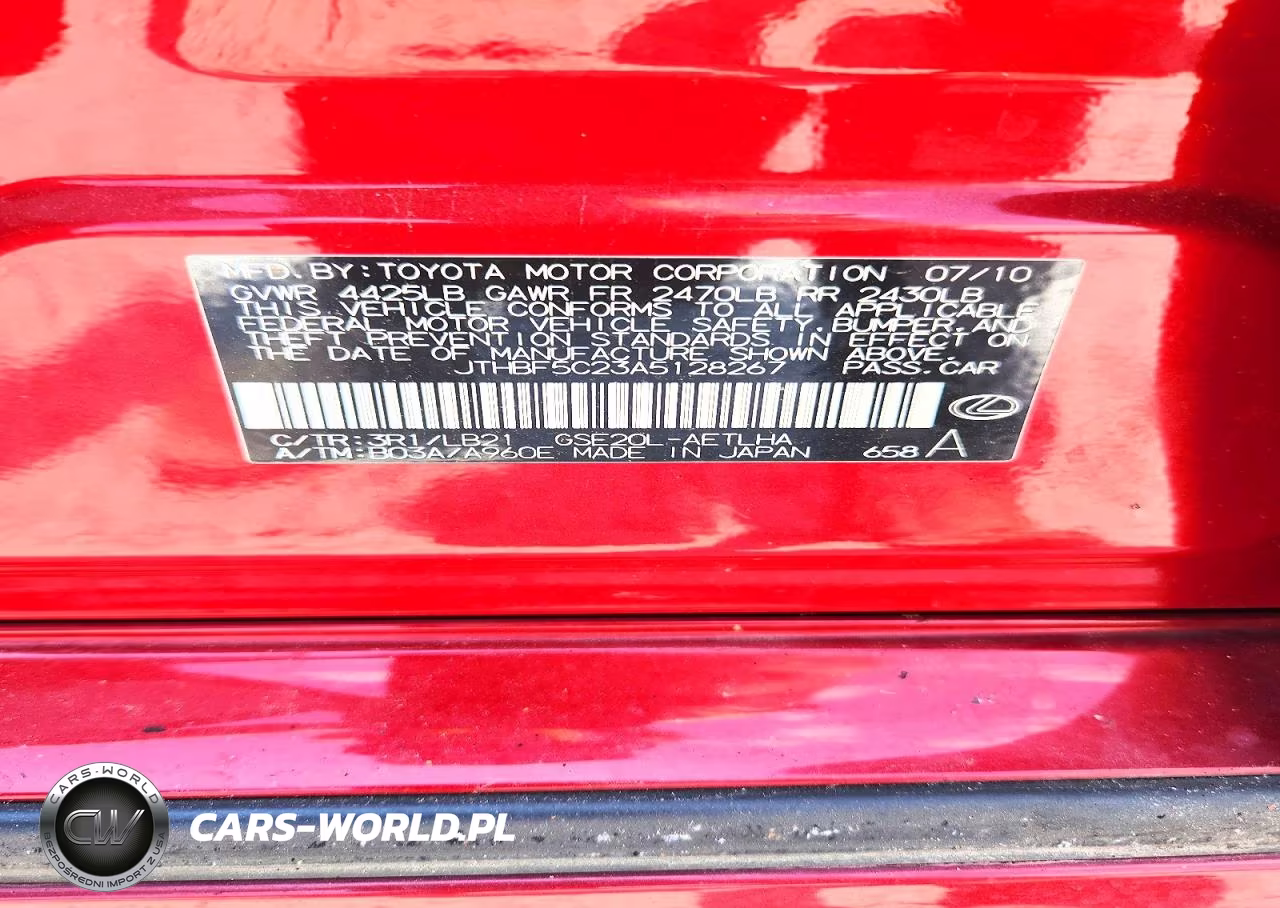 2010 Lexus Is 250 Base VIN:JTHBF5C23A5128267 - 12