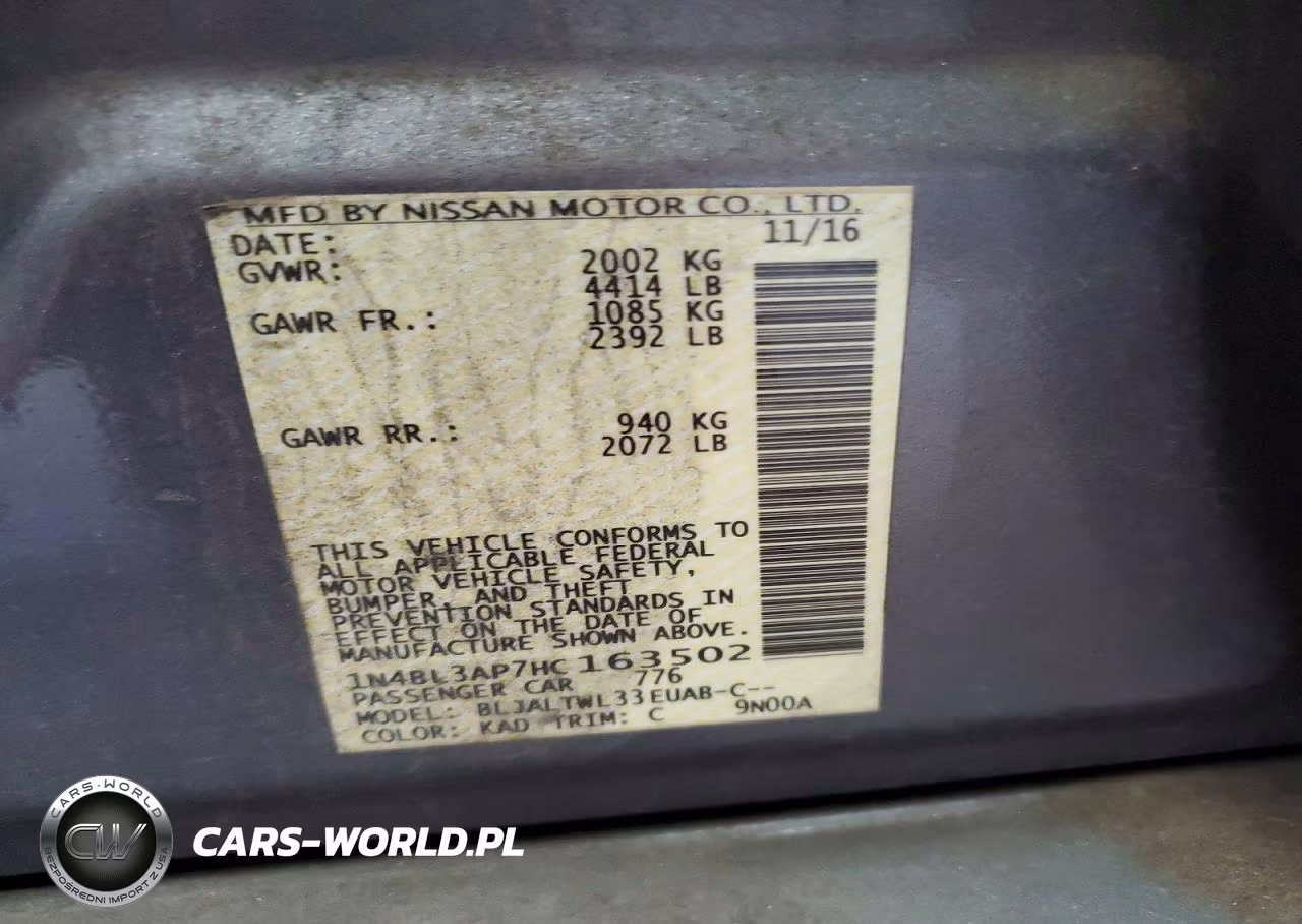 2017 Nissan Altima 3.5 Sl VIN:1N4BL3AP7HC163502 - 12