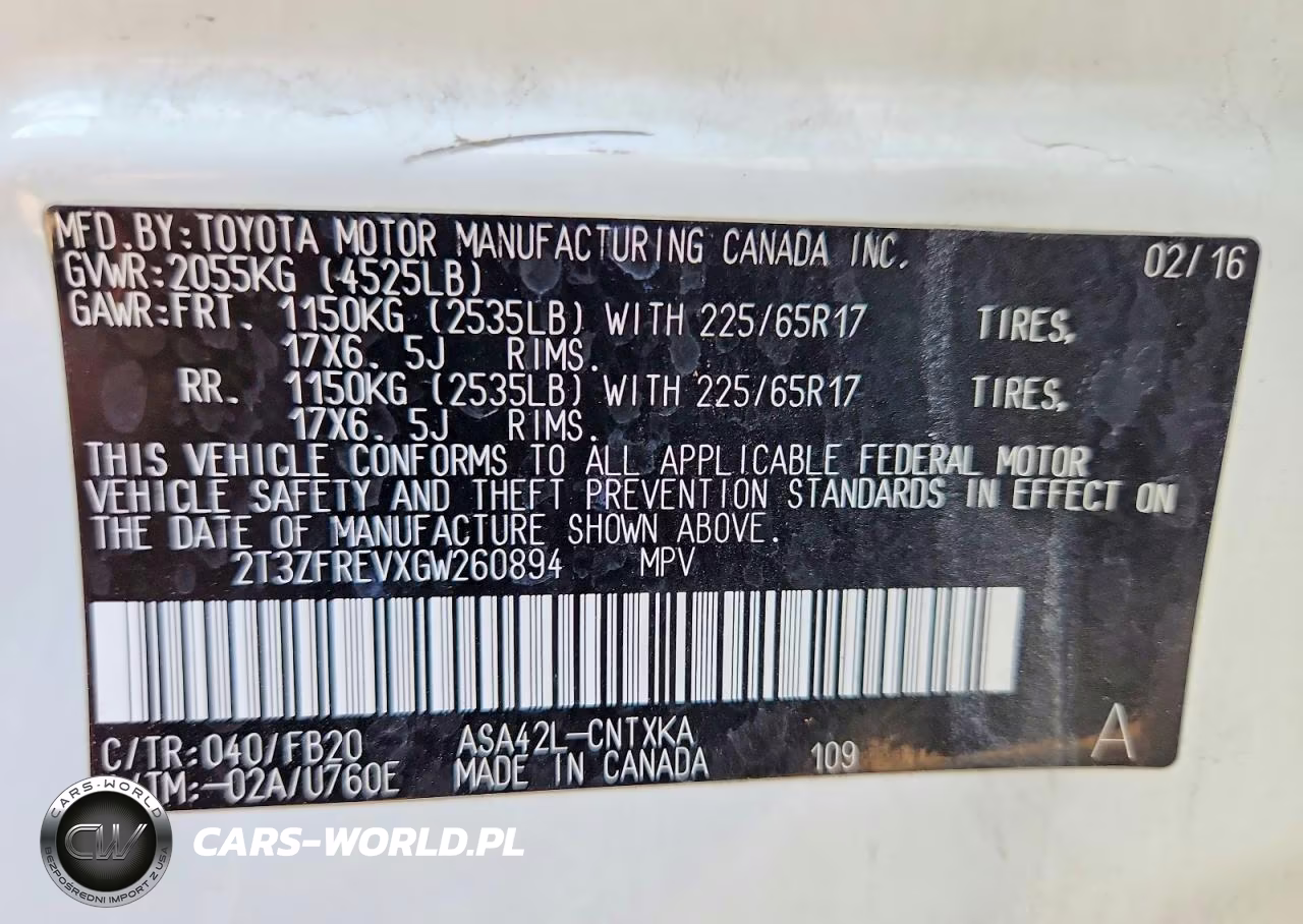 2016 Toyota Rav4 Le VIN:2T3ZFREVXGW260894 - 14