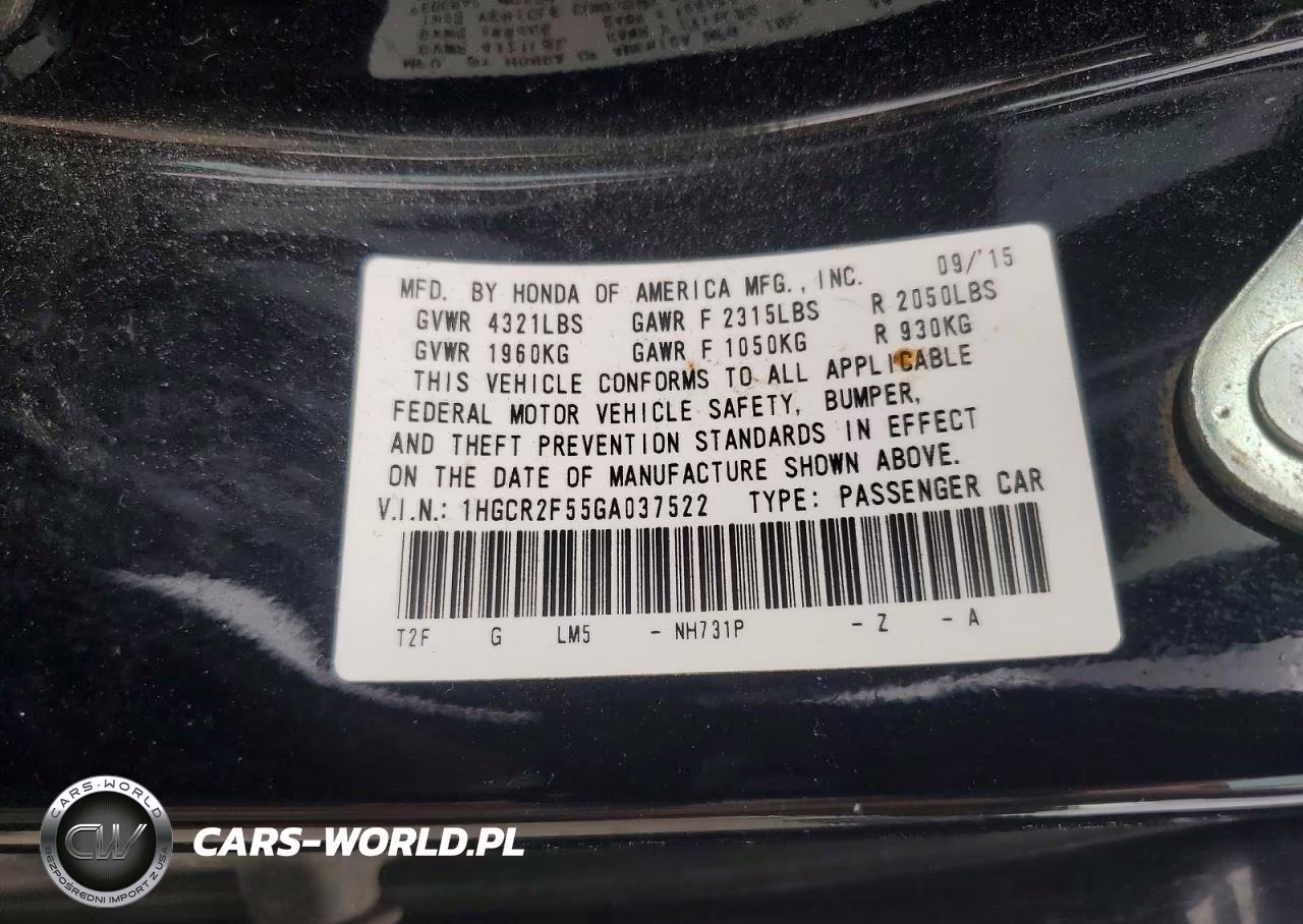 2016 Honda Accord Sport VIN:1HGCR2F55GA037522 - 12