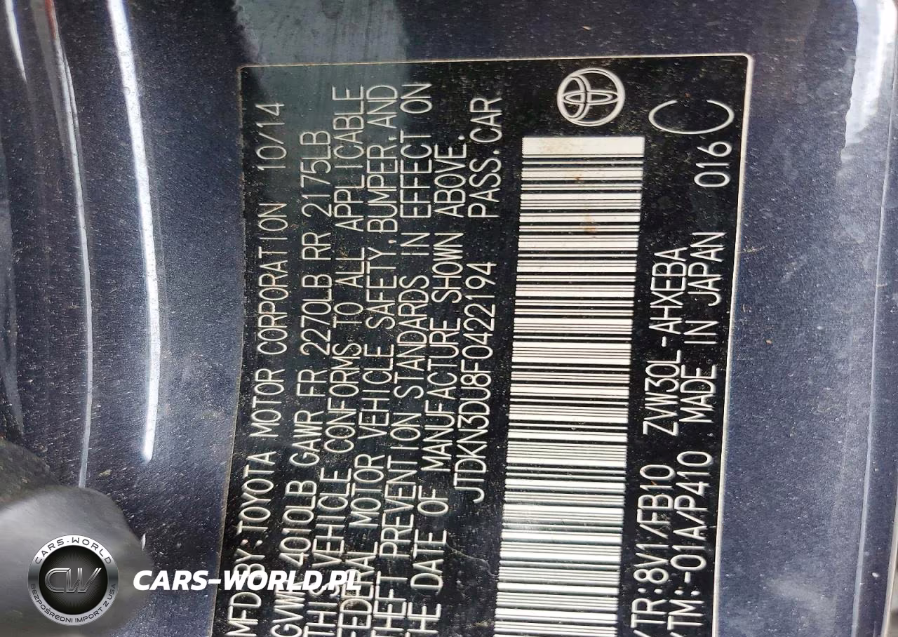 2015 Toyota Prius Two VIN:JTDKN3DU8F0422194 - 12