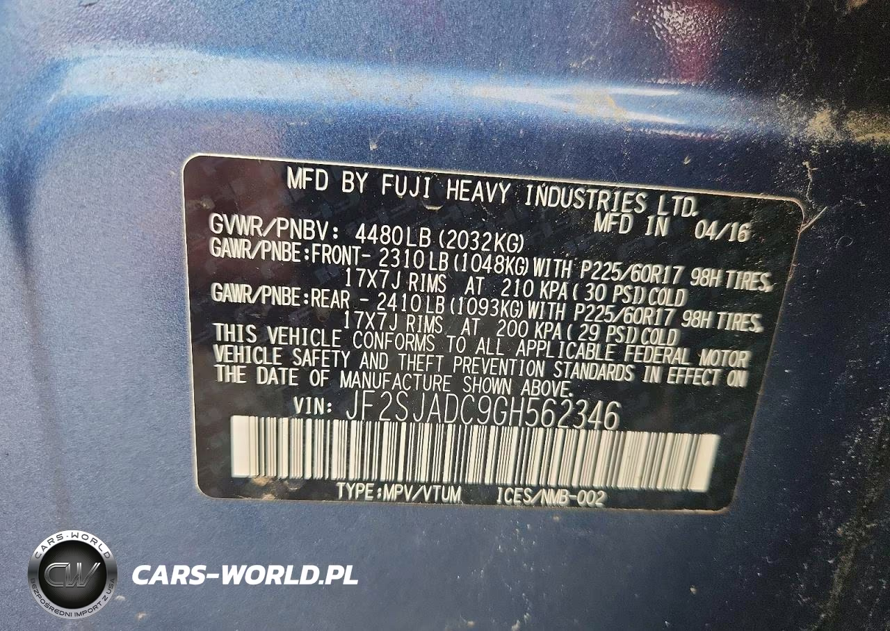 2016 Subaru Forester 2.5I Premium VIN:JF2SJADC9GH562346 - 13