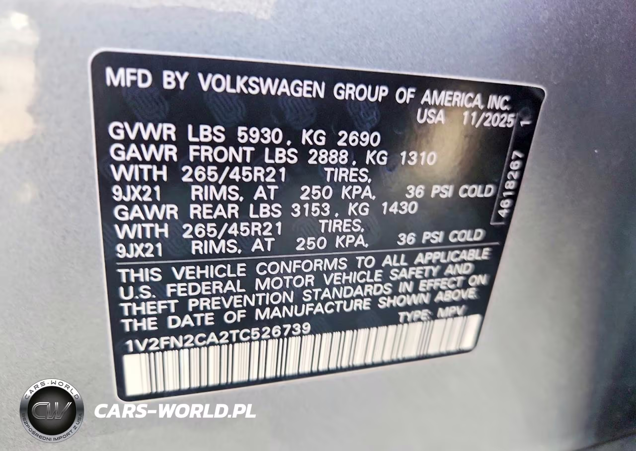 2026 Volkswagen Atlas Sel Premium R-Line VIN:1V2FN2CA2TC526739 - 13