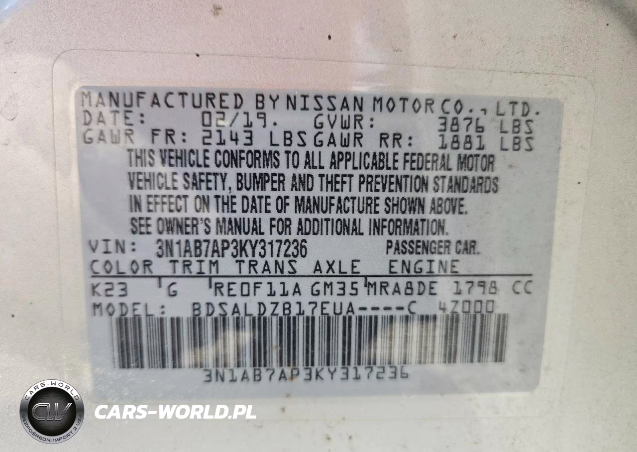 2019 Nissan Sentra Sv VIN:3N1AB7AP3KY317236 - 13