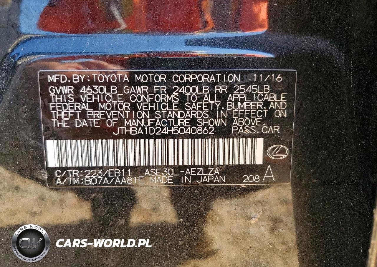 2017 Lexus Is 200T VIN:JTHBA1D24H5040862 - 12