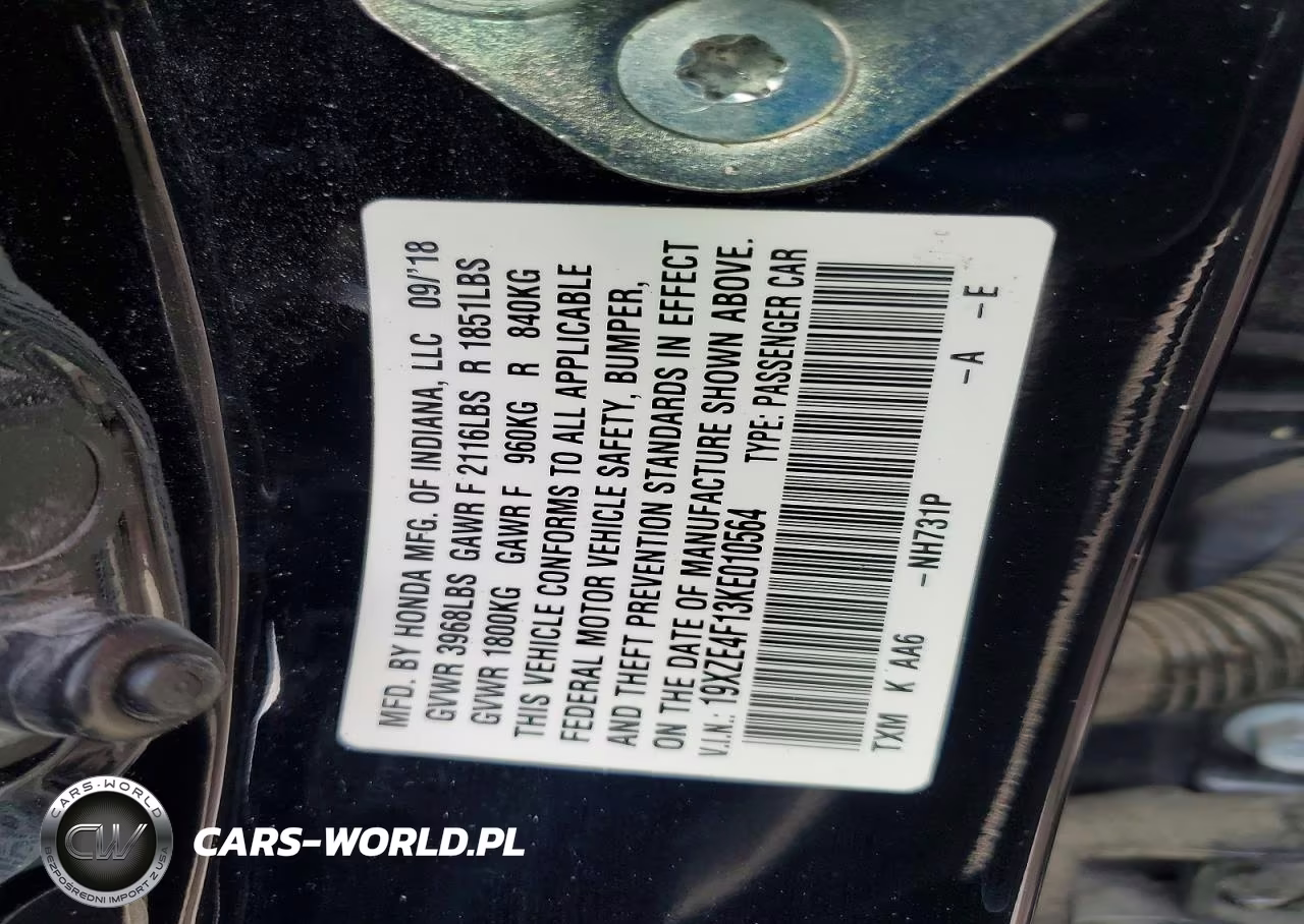 2019 Honda Insight Lx VIN:19XZE4F13KE010564 - 12