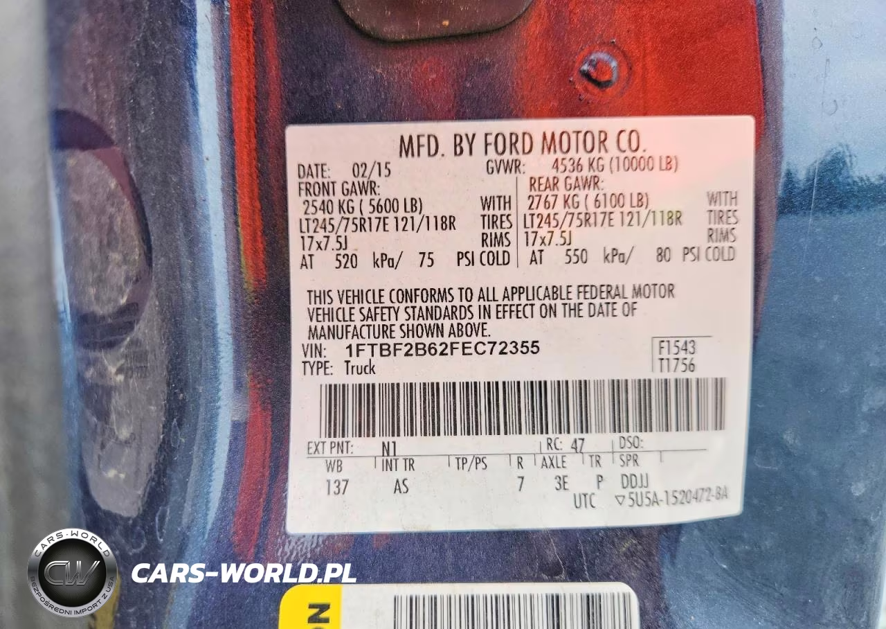 2015 Ford F250 Super Duty VIN:1FTBF2B62FEC72355 - 12