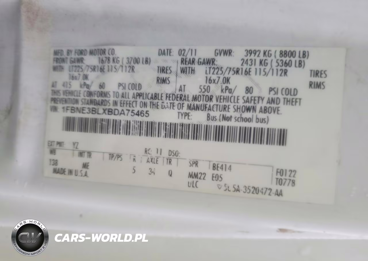 2011 Ford Econoline E350 Super Duty Wagon VIN:1FBNE3BLXBDA75465 - 13