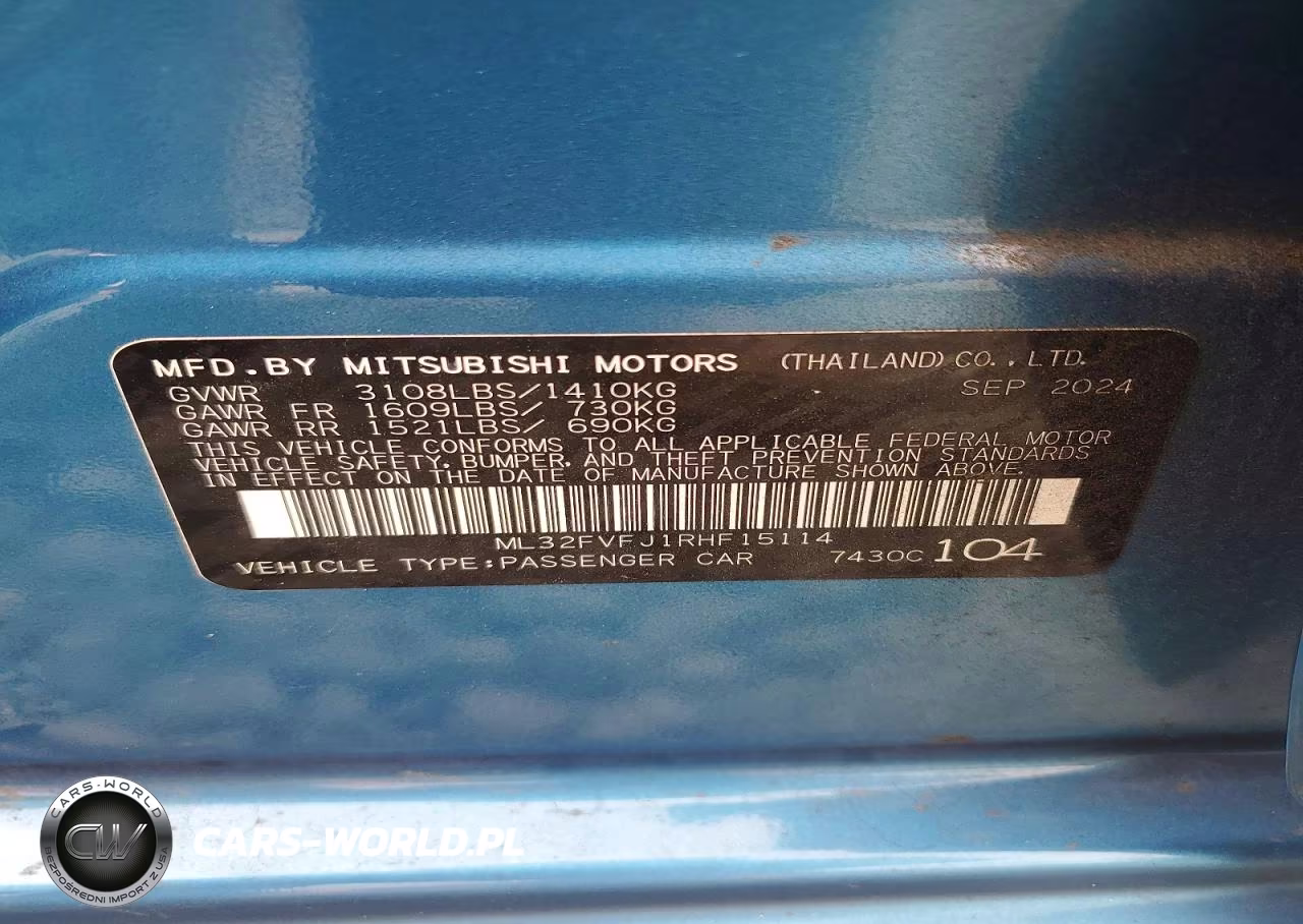 2024 Mitsubishi Mirage G4 Se VIN:ML32FVFJ1RHF15114 - 12