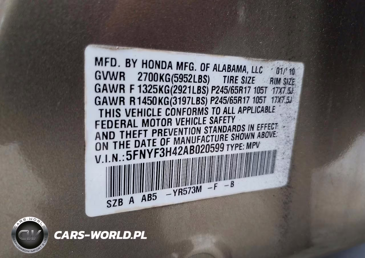 2010 Honda Pilot Ex VIN:5FNYF3H42AB020599 - 13