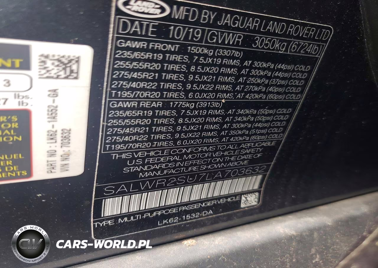 2020 Land Rover Range Rover Sport Hse VIN:SALWR2SU7LA703632 - 13