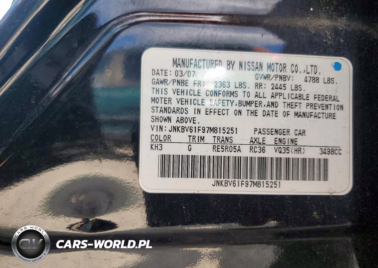 2007 Infiniti G35 X VIN:JNKBV61F97M815251 - 12
