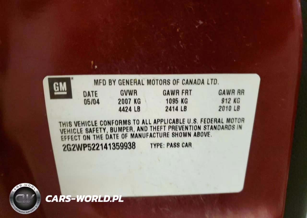 2004 Pontiac Grand Prix Gt VIN:2G2WP522141359938 - 12