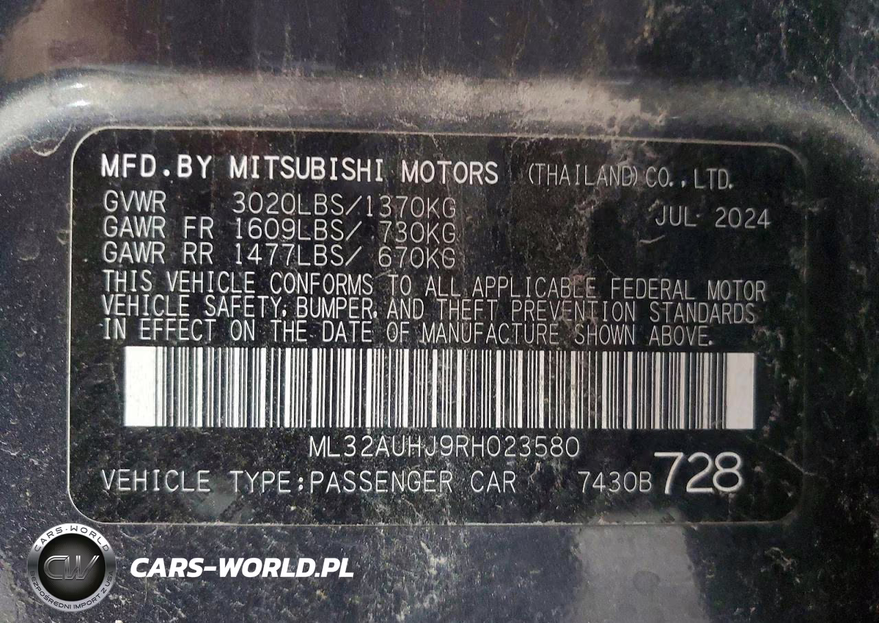 2024 Mitsubishi Mirage Es VIN:ML32AUHJ9RH023580 - 12
